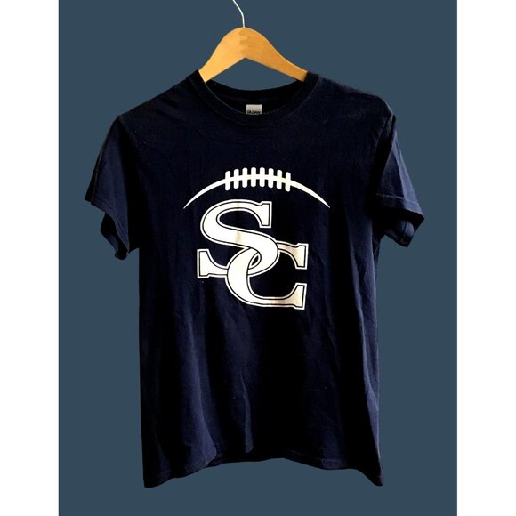 GILDAN-CREW NECK SHORT SLEEVE YOUTH CAMP FRONT & BACK GRAPHIC T-SHIRT SIZE SMALL - Picture 1 of 7